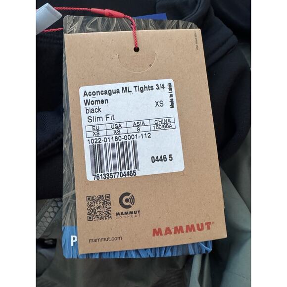 Mammut Womens Aconcagua ML Tights 3/4 Black Base Layer Sz XS Slim Fit Cozy NWT - Picture 5 of 16